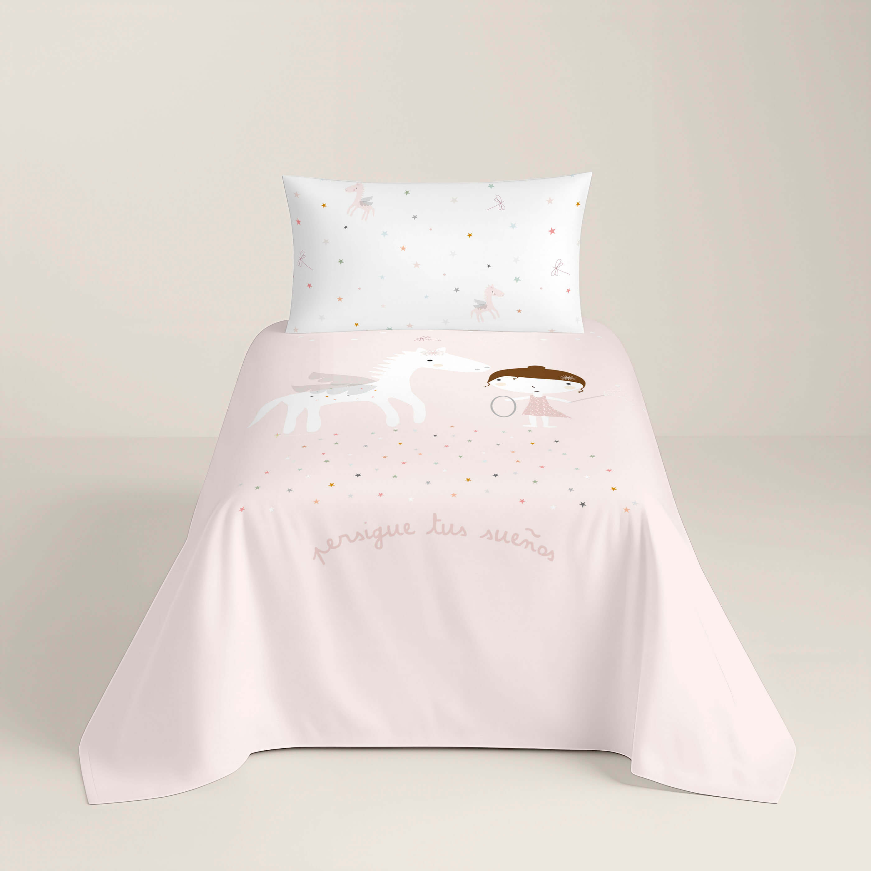 COPRIPIUMINO REVERSIBILE STAMPATO PER BAMBINI PEGASO MAGICO 100% COTONE