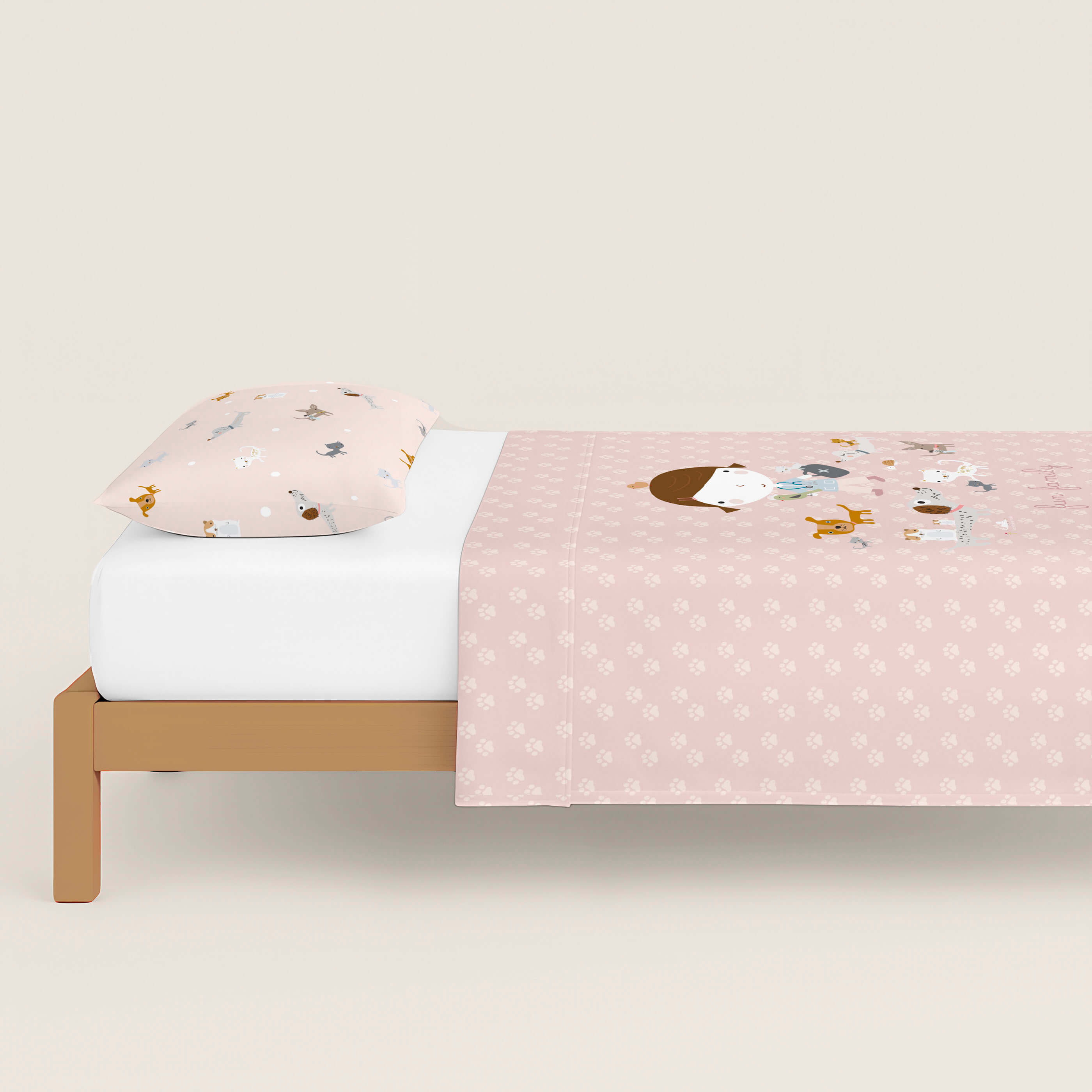 COPRIPIUMINO REVERSIBILE STAMPATO PER BAMBINI AMICI PELOSI 100% COTONE