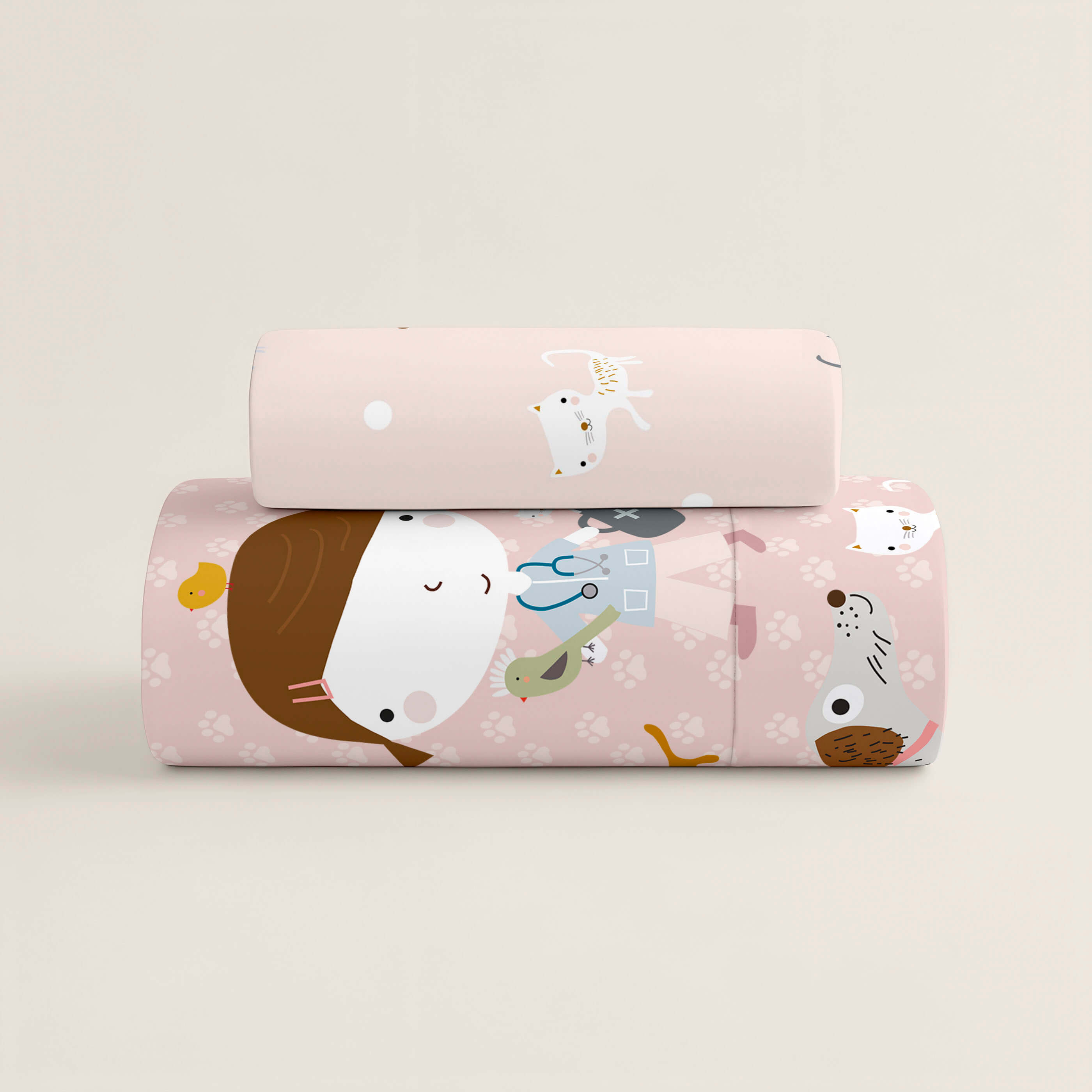 COPRIPIUMINO REVERSIBILE STAMPATO PER BAMBINI AMICI PELOSI 100% COTONE