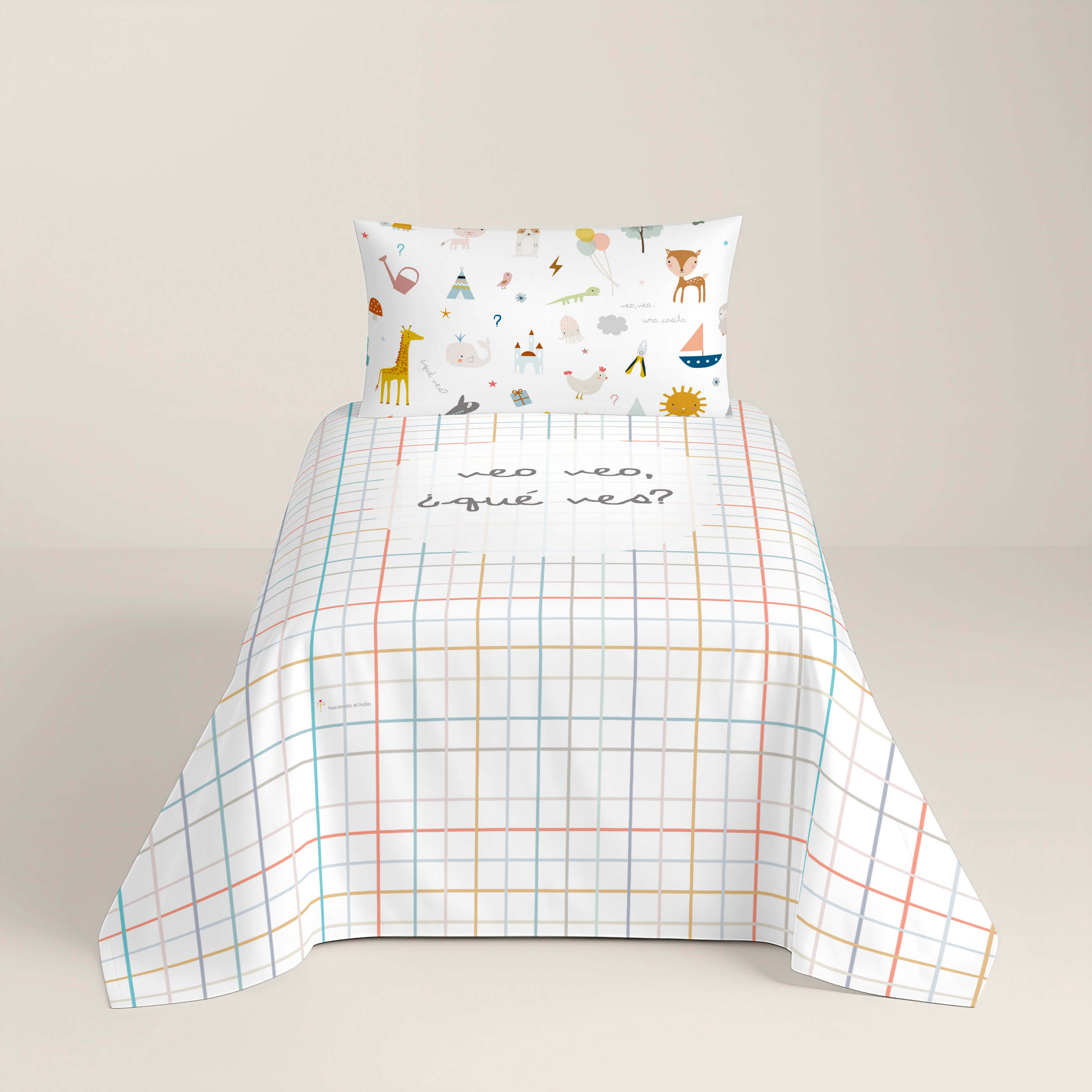 COPRIPIUMINO REVERSIBILE STAMPATO PER BAMBINI VEO VEO 100% COTONE
