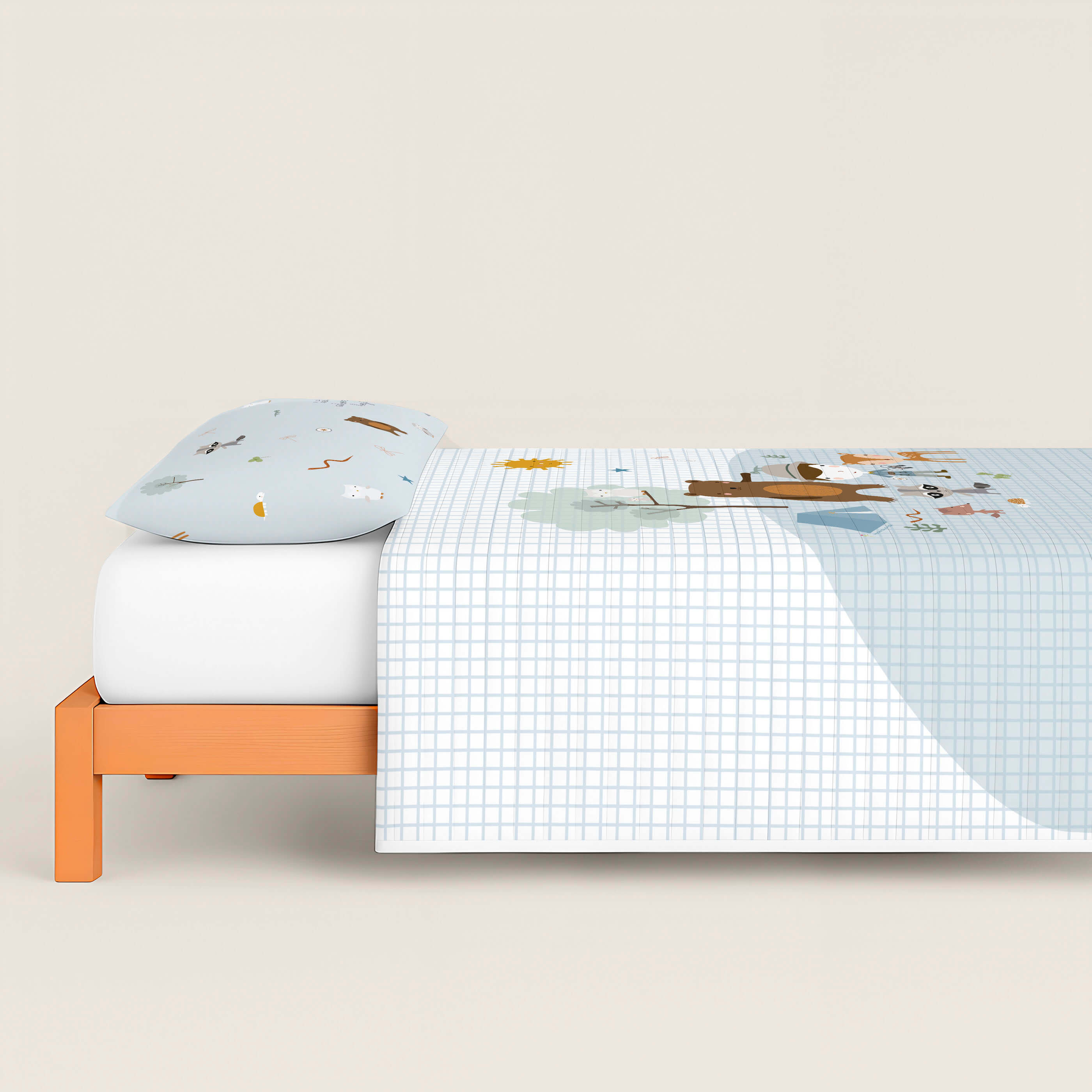 COLCHA BOUTI REVERSIBLE ESTAMPADA INFANTIL AVENTURA BOSQUE 100% ALGODÓN