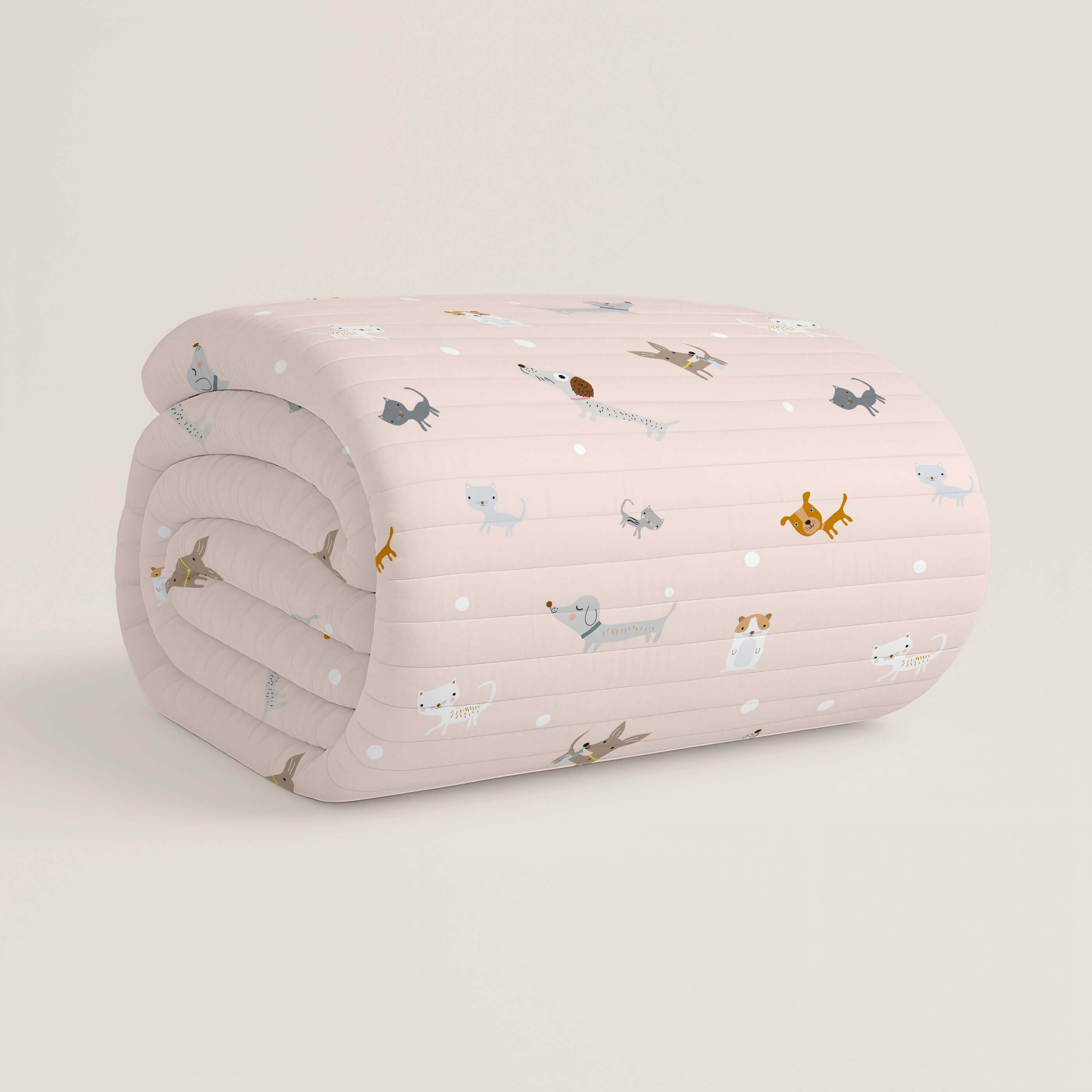COPRILETTO BOUTIS REVERSIBILE STAMPATO PER BAMBINI AMICI PELOSI 100% COTONE
