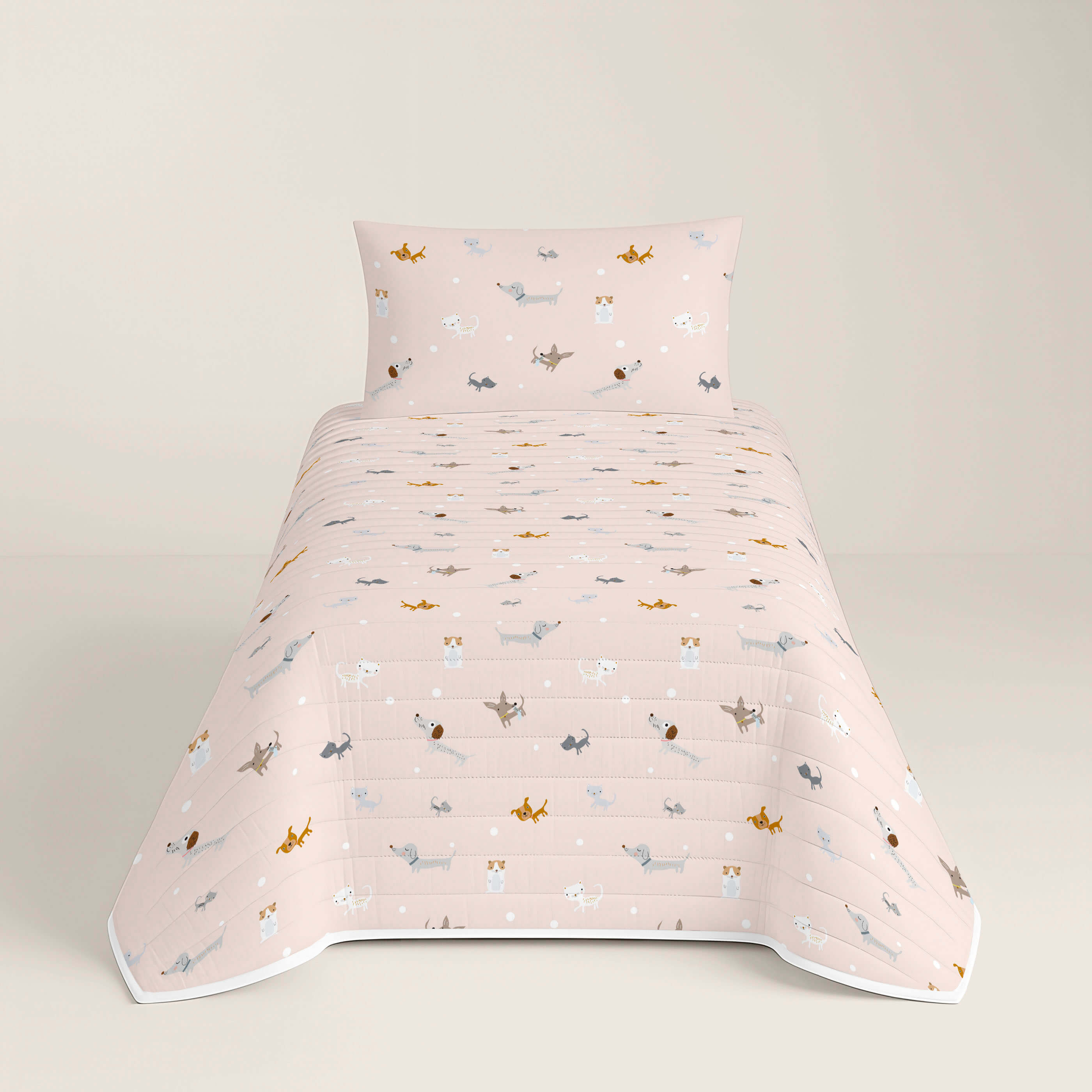COPRILETTO BOUTIS REVERSIBILE STAMPATO PER BAMBINI AMICI PELOSI 100% COTONE