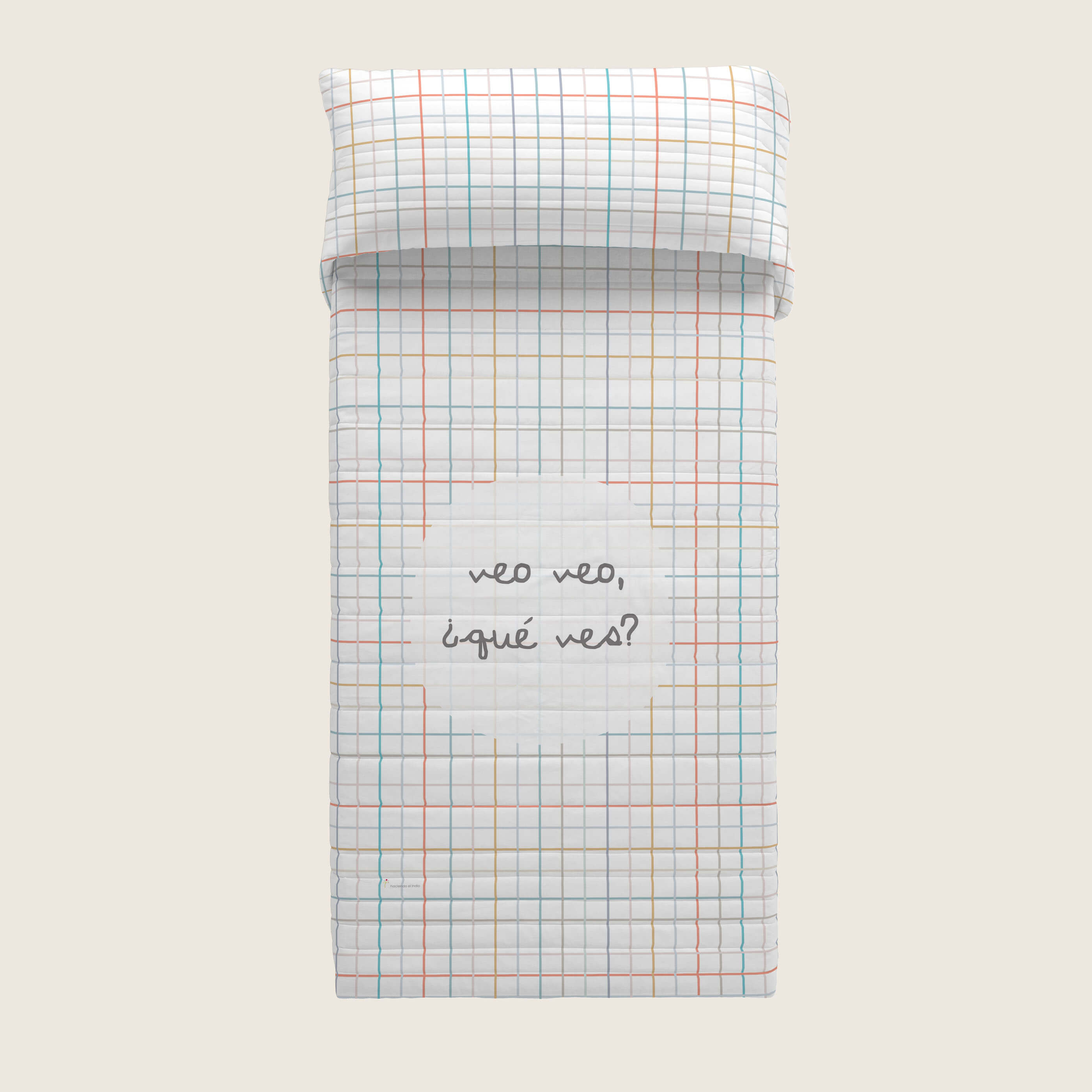 COLCHA BOUTI REVERSIBLE ESTAMPADA INFANTIL VEO VEO 100% ALGODÓN