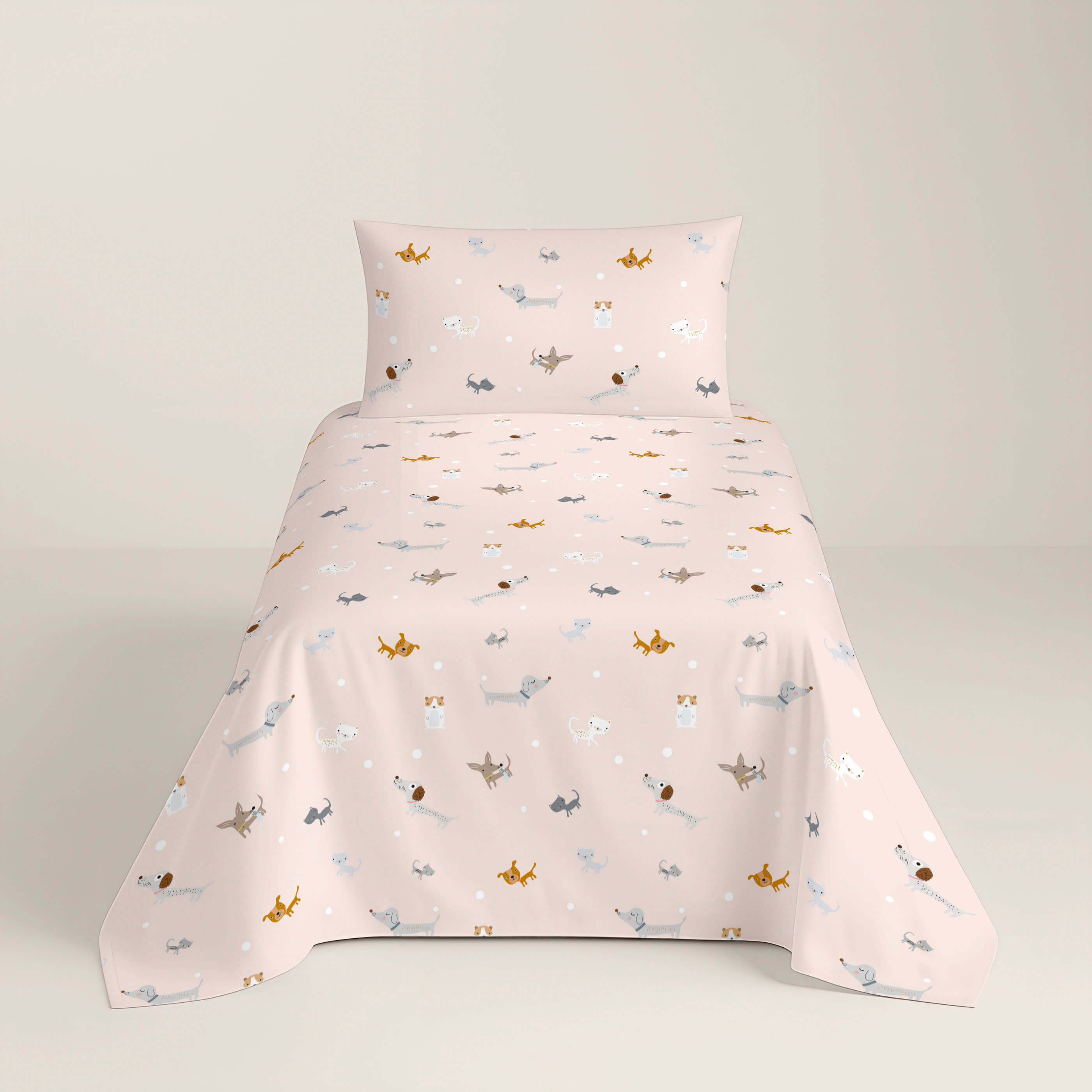 COMPLETO LENZUOLA STAMPATO BAMBINO AMICI PELOSI B 100% COTONE