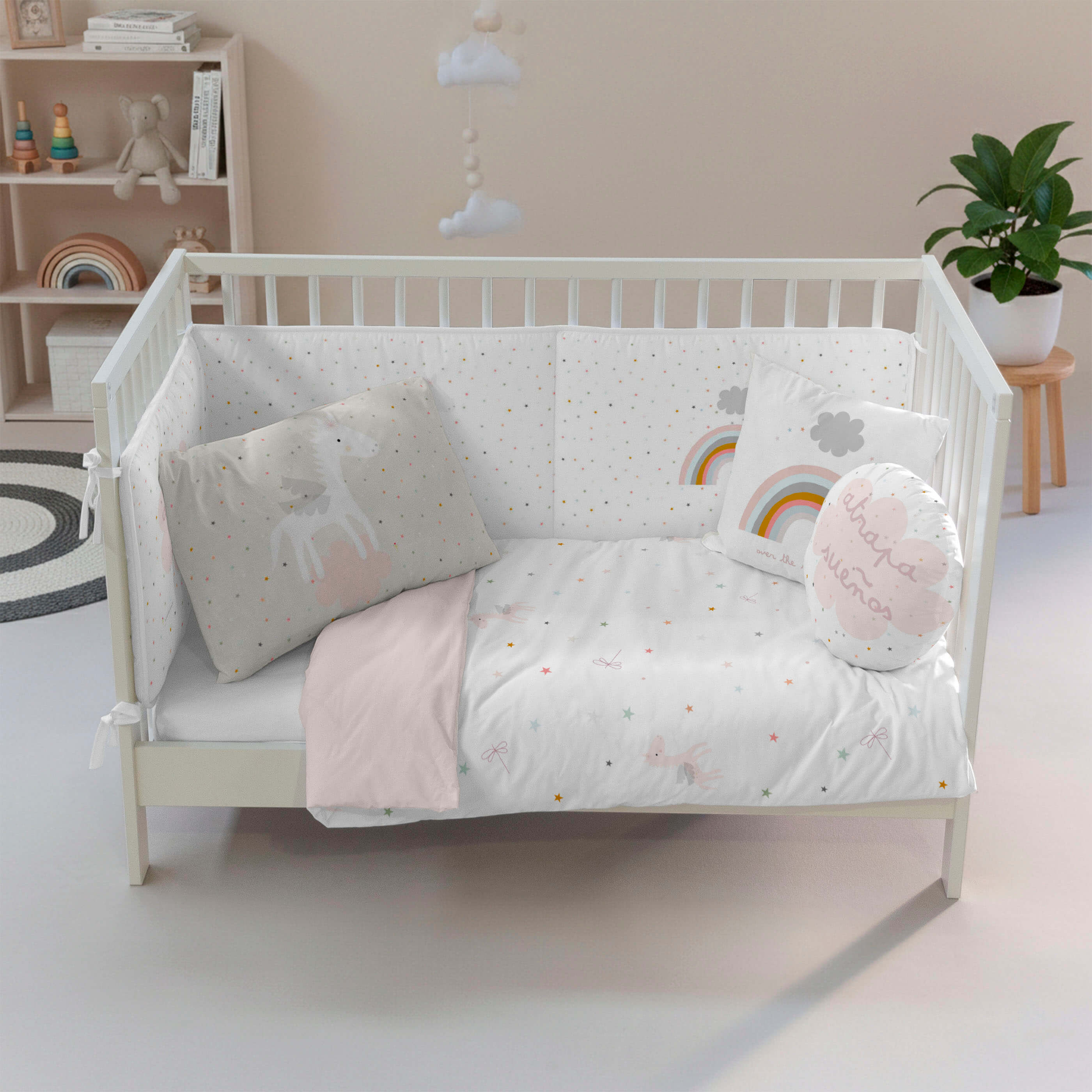 COPRIPIUMINO REVERSIBILE CULLA NEONATO PEGASO MAGICO 100% COTONE