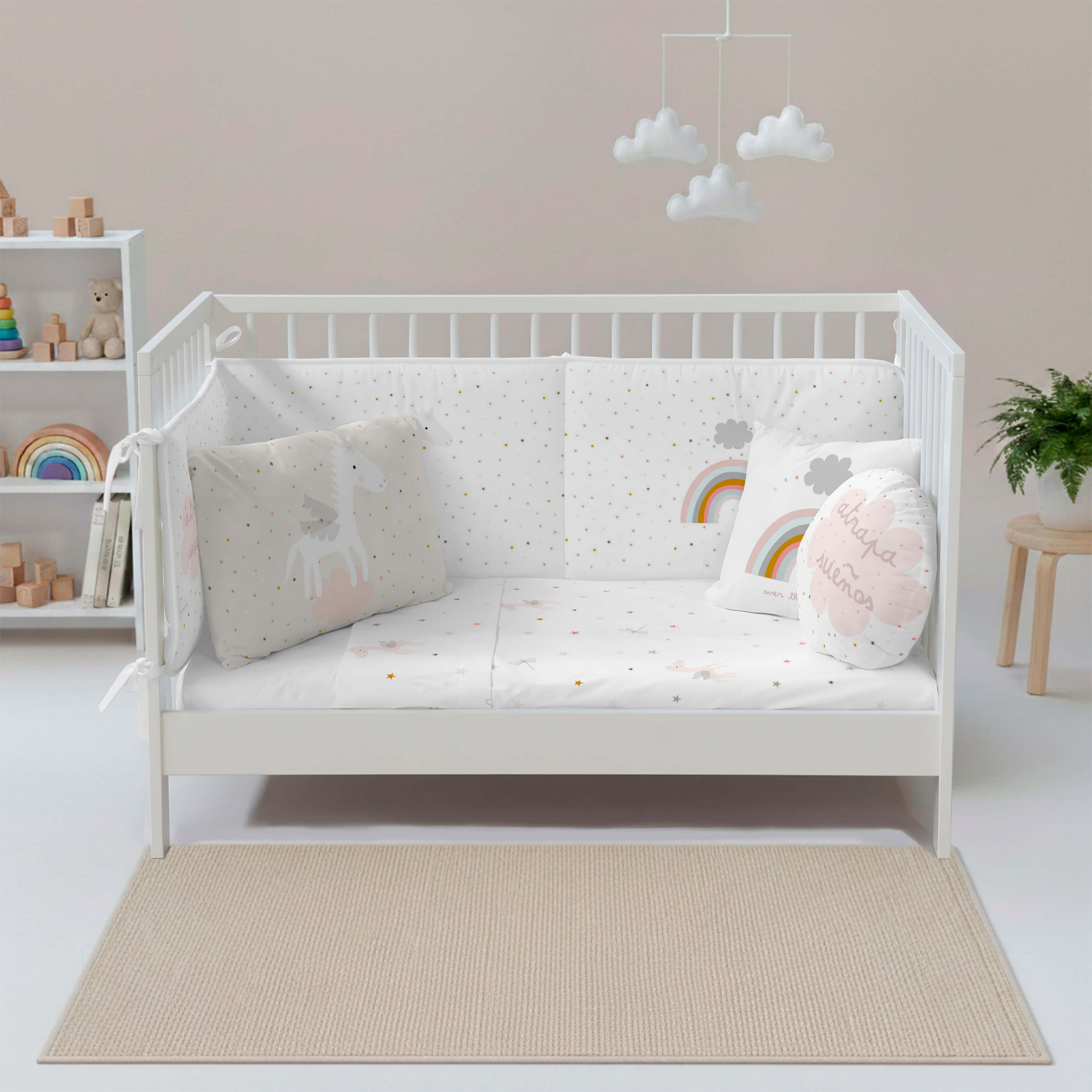 PARURE LENZUOLA CULLA NEONATO PEGASO MAGICO B 100% COTONE