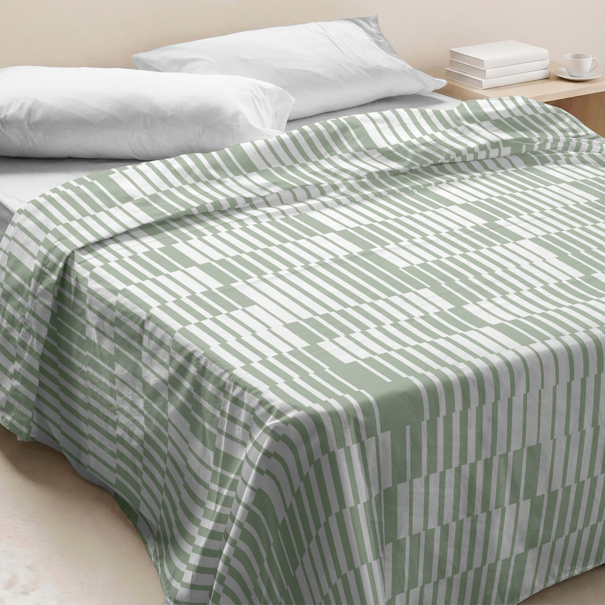 JUEGO SÁBANAS ESTAMPADAS MARCOS GREEN 100% ALGODÓN