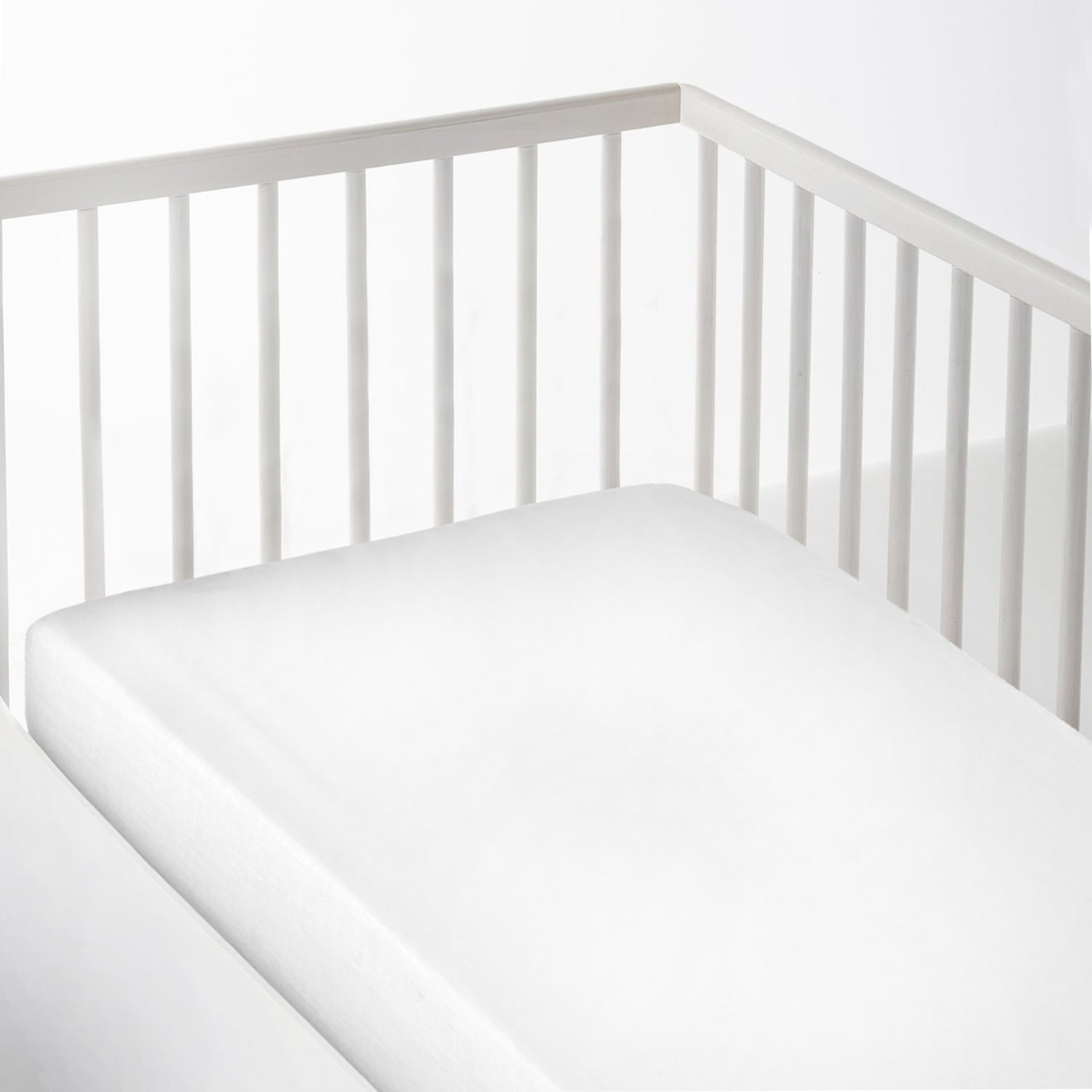 SÁBANA BAJERA AJUSTABLE CUNA 100% ALGODÓN BLANCO ÓPTICO