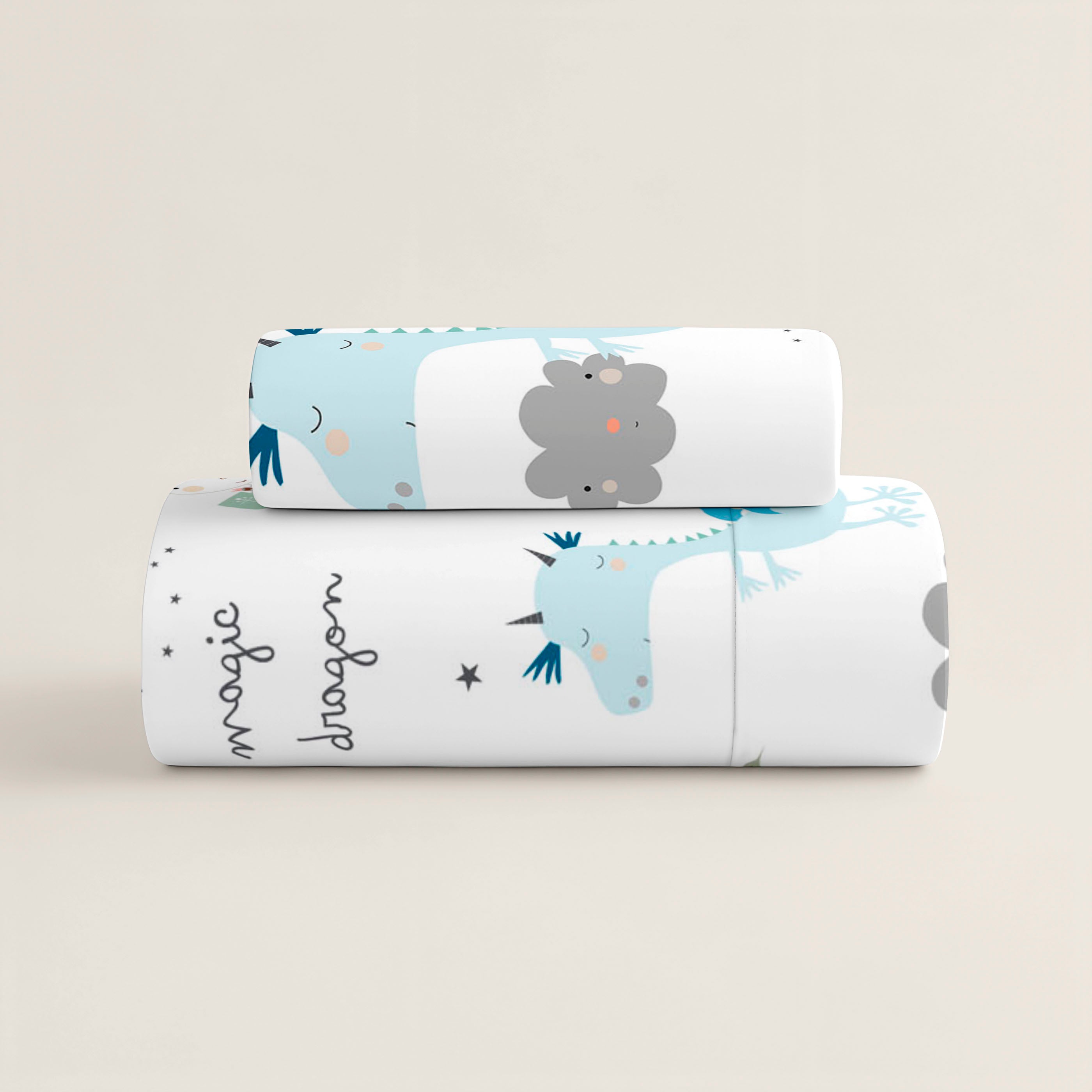 PARURE DE DRAPS LIT BÉBÉ DRAGON MAGIQUE ROT 100% COTON