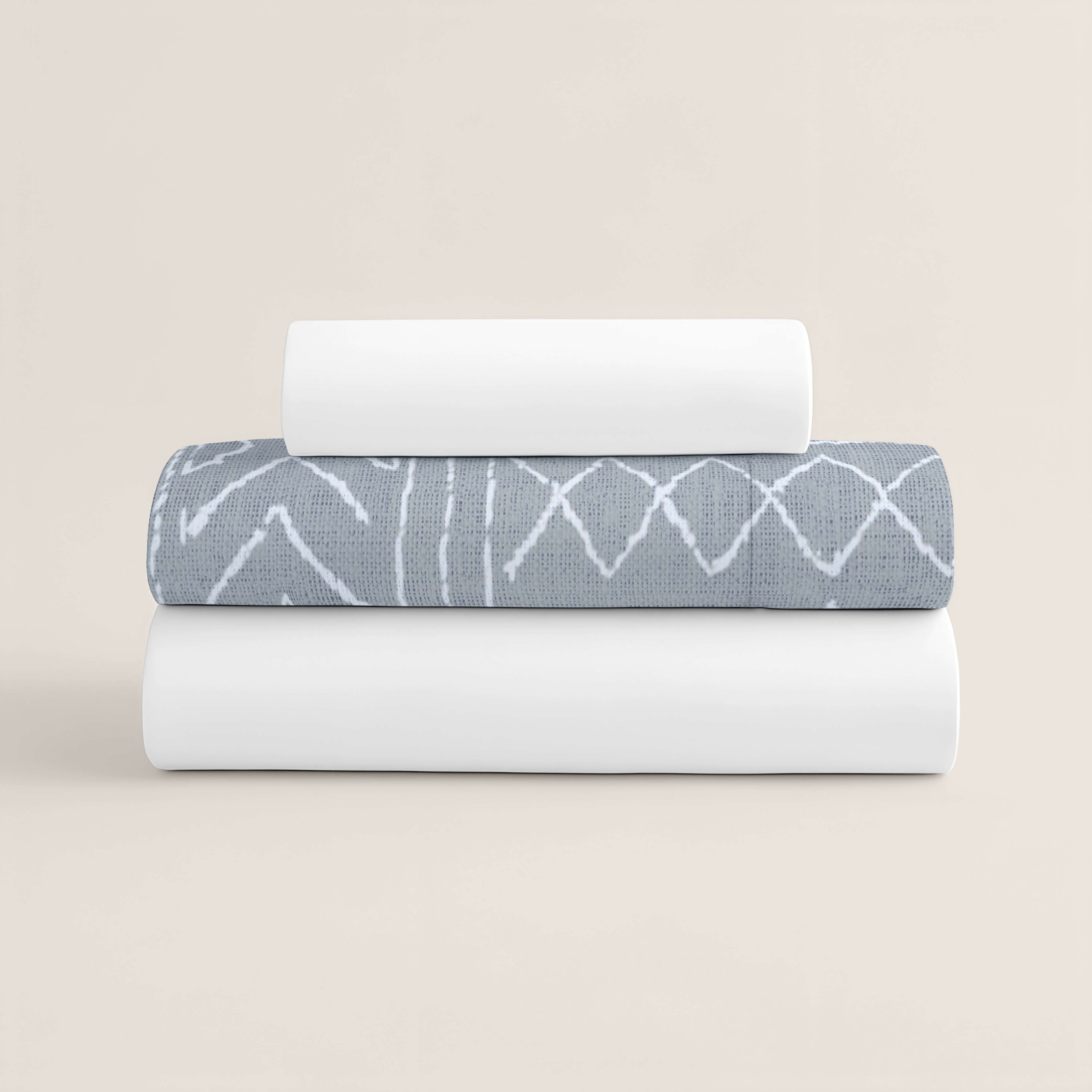 JUEGO SÁBANAS ESTAMPADAS NAUEK GREY 100% ALGODÓN