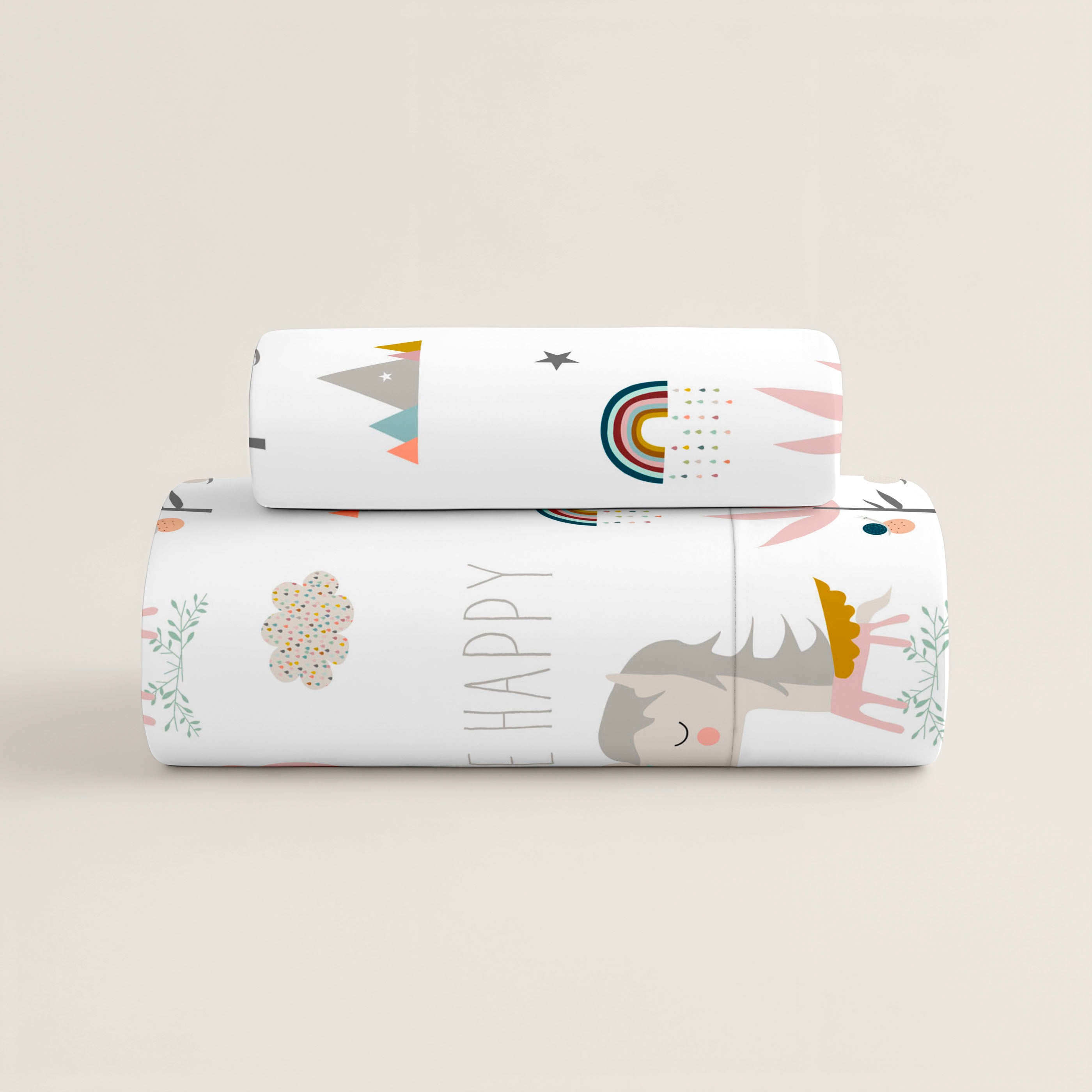 PARURE DE DRAPS IMPRIMÉE ENFANT RAINBOWLAND 100 % COTON