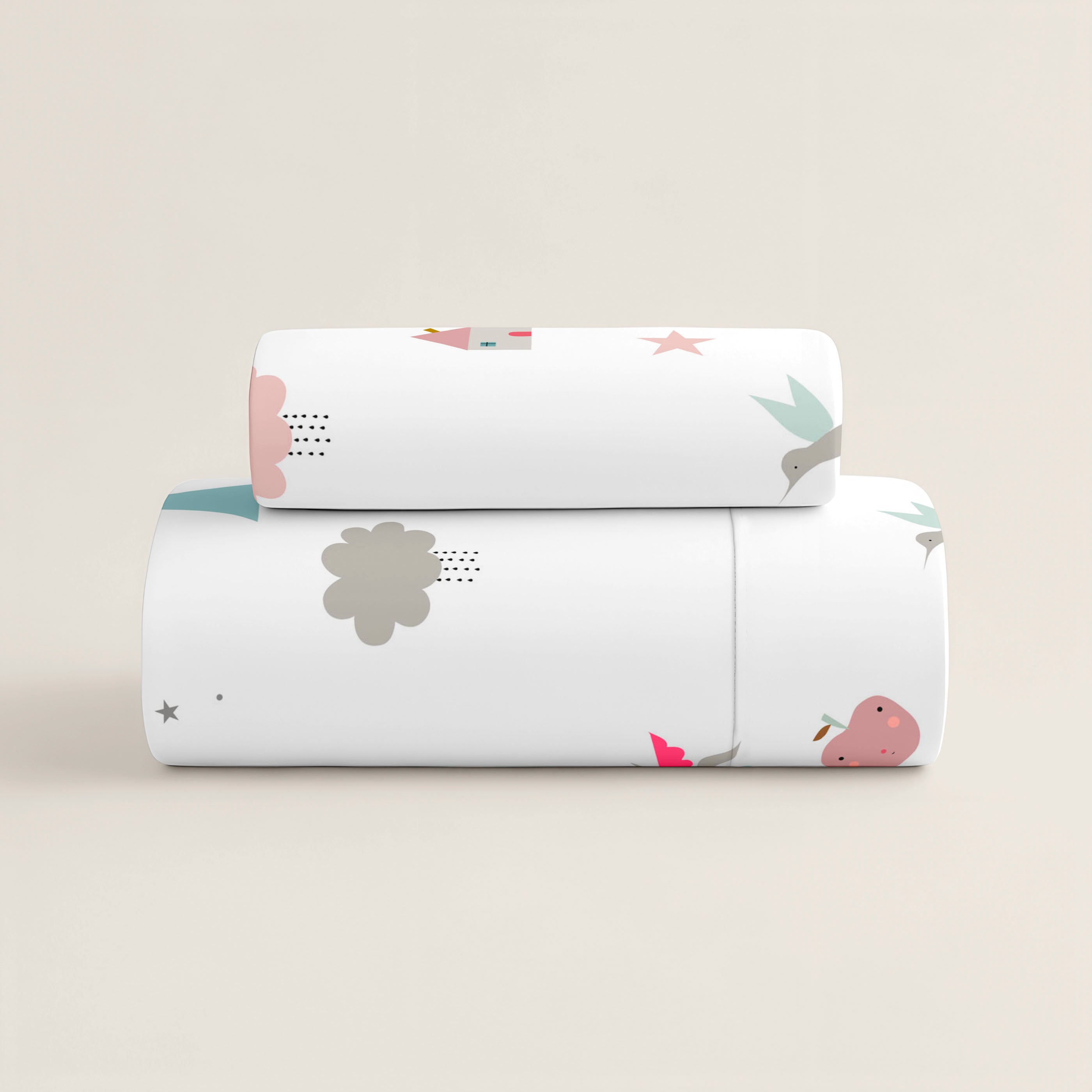 PARURE DE LIT IMPRIMÉE ENFANT LICORNE ROSE B 100% COTON